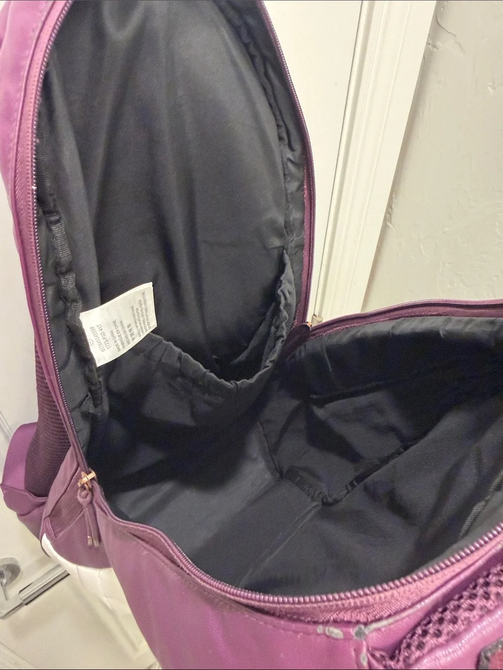 Jordan Plum and White Leather Backpack with Gold Jumpman